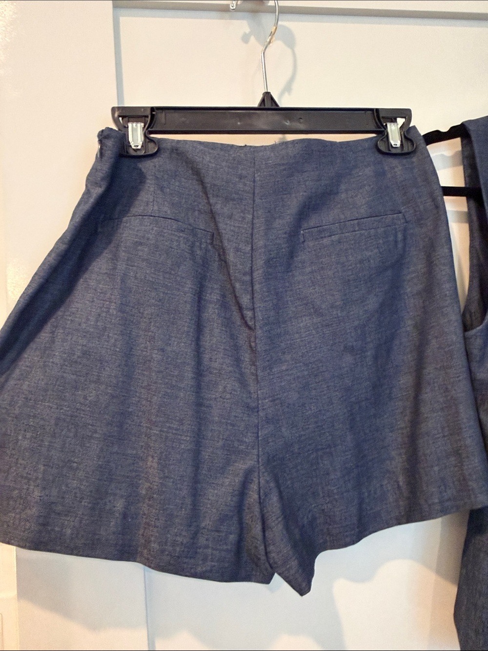 Zara Blue Tailored High-Waist Jean Shorts with Matching Vest - Picture 13 of 14